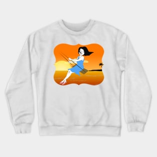 a girl on a swing Crewneck Sweatshirt